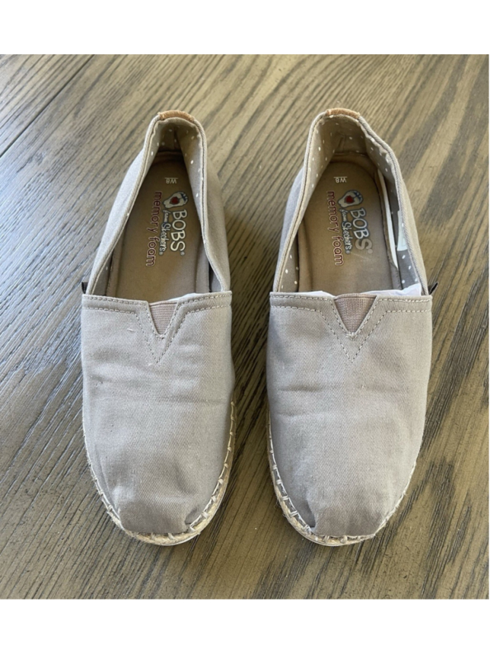 BOBS Memory Foam Women's 8M Gray Canvas Espadrille Slip-On Flats Comfort